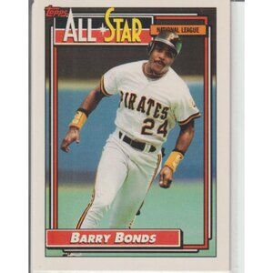 Barry Bonds 1992 Topps All Star Pittsburgh Pirates Vintage Collectible #390
